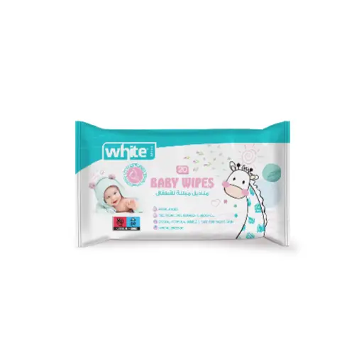 White Baby Wipes, 20 Wipes