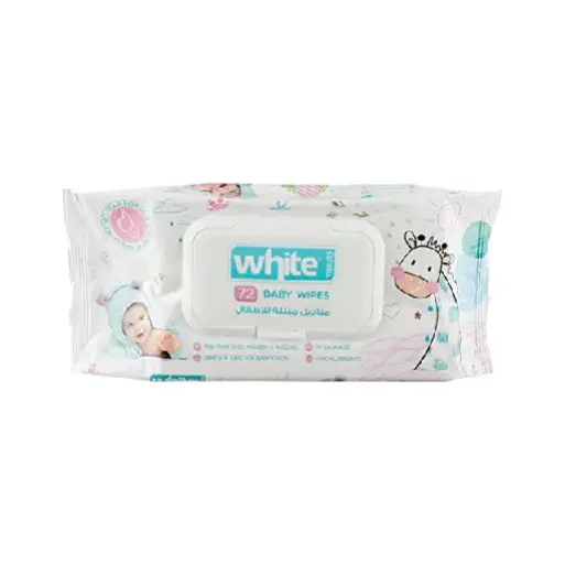 White Baby Wipes, 72 Wipes