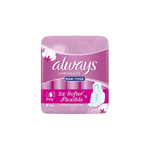 always Cotton Soft Maxi Thick Long Pads with Wings - 8 Pads