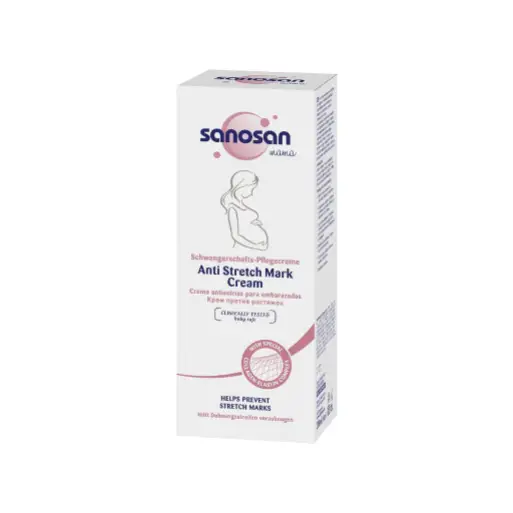 sanosan Stretch Marks Minimiser Clinically Tested - Proven to Reduce Stretch Marks After Pregnancy - Stretch Marks Cream Without Paraffin Oil, Dyes, Silicones, Parabens 75 ml