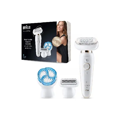 Braun Silk epil 9 Flex 9010 Wet & Dry epilator with 6 extras incl. deep body exfoliation brush