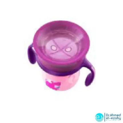 Chicco NaturalFit 360 Degree Rim Trainer Sippy Cup with Handles, in Pink, 200 ml, 12 months - Image 2