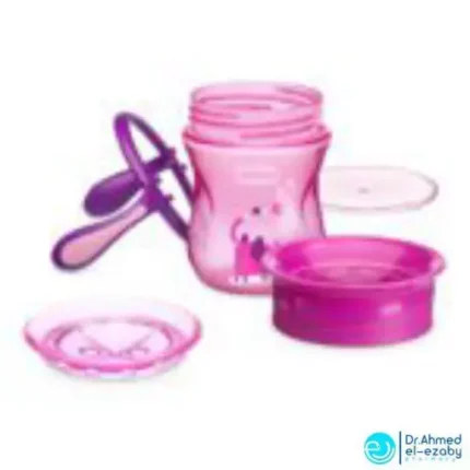 Chicco NaturalFit 360 Degree Rim Trainer Sippy Cup with Handles, in Pink, 200 ml, 12 months - Image 3