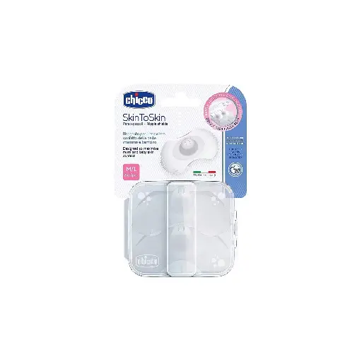 Chicco Nipple Shield Silicone, 2pk Med, LGE, Transparent