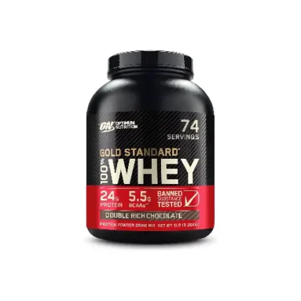 Optimum Nutrition (ON) Gold Standard 100% Whey Protein Powder, for Muscle Support & Recovery, Primary Source Whey Protein Isolate - Double Rich Chocolate, 2.27 kg (Pack of 1), 74 Servings