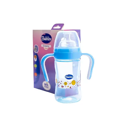 Bubbles Classic feeding bottle with hand 180ml Blue