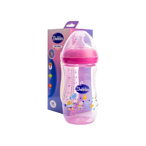 Bubbles Natural Feeding bottle 280 ml-ROSE