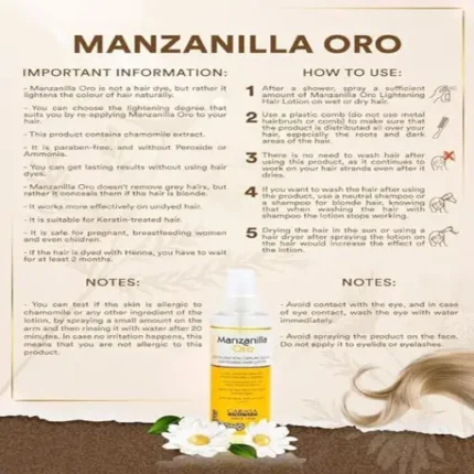 Manzanilla Oro Hair Lightening Spray, 180ml - Image 2