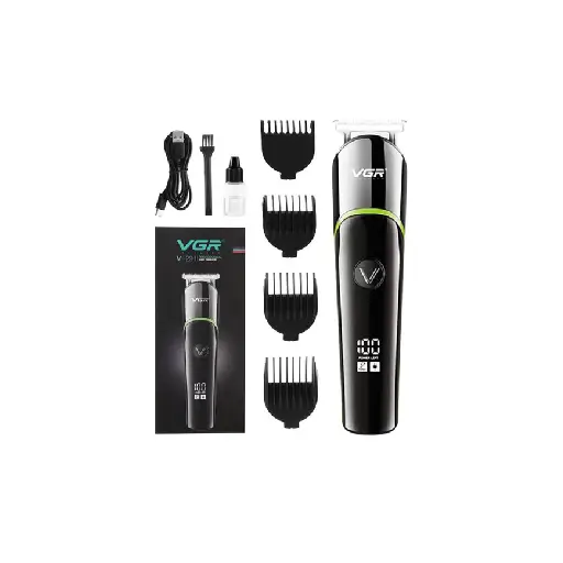 VGR V-291 Led Digital Display Pro Li Outliner Electric Cordless Hair Clippers Rechargeable Grooming Kits T-Blade Close Cutting Trimmer for Men 0mm Bald Head Clipper 120 mins Runtime