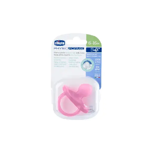 CHICCO SOOTHER PHYSIO FORMA SOFT PINK SIL (6-16M)