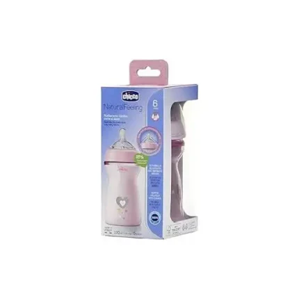 Chicco Natural Feeling Bottle,Rose +6 ml , 330 ml