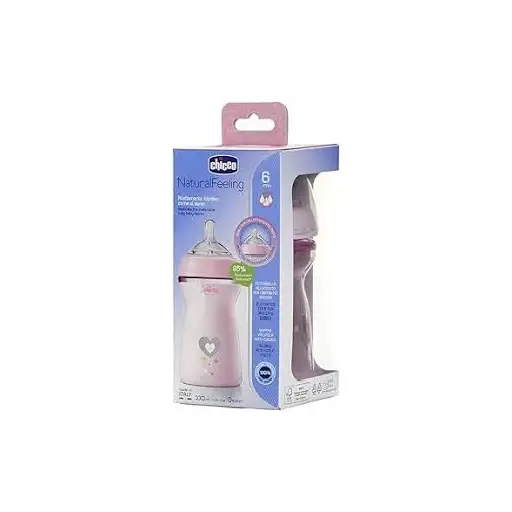 Chicco Natural Feeling Bottle,Rose +6 ml , 330 ml