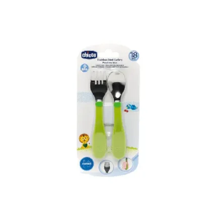 Chicco Stainless Steel Cutlery posatine inox Spoon and Fork Set