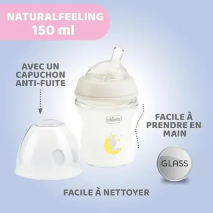 Chicco natural feeling anti-colic bottle glass 0m+ 150 ml - Image 3