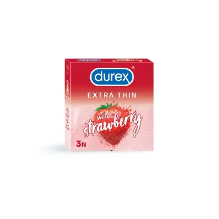 Durex Extra Thin Wild Strawberry Flavoured Condom – 3Pcs Pack