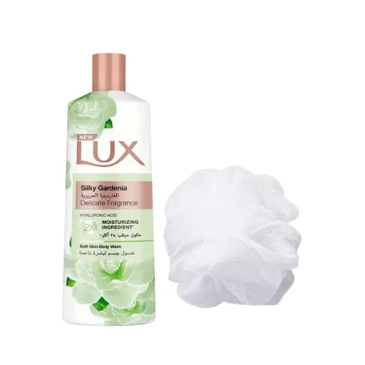 LUX Body Wash SILKY GARDENIA 500 ML + LOOFAH LUX Body Wash SILKY GARDENIA 500 ML + LOOFAH
