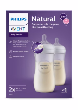 AVENT BABY BOTTLE BIBERON NATURAL RESPONSE 330ML 2P +6M