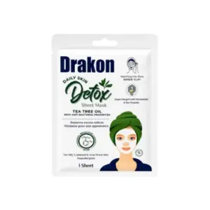 DRAKON DETOX DAILY SKIN SHEET MASK (TEE TREE OIL) 10 SHEETS